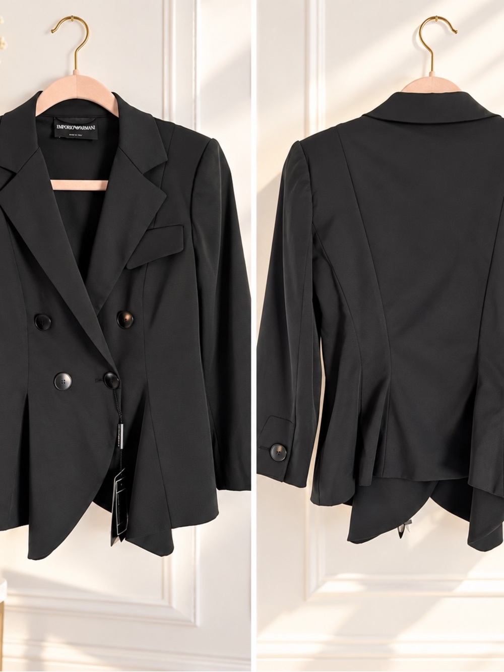 Emporio Armani Black Double-Breasted Tailored Blazer